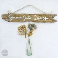 Driftwood Sign with Starfish - Jump Into Life