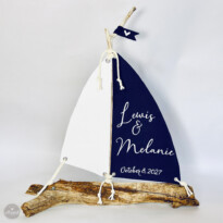 Driftwood Table Sailboat 16 Navy -branch base